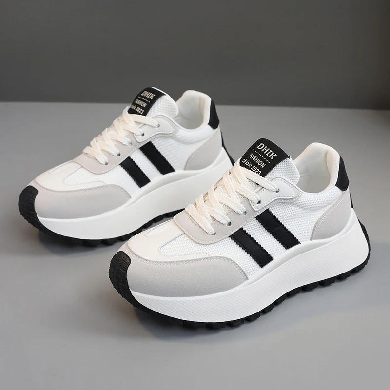 Damen modische Plateau-Sneaker mit atmungsaktiver Oberflächenstruktur und hoher Laufsohle Heidi Mode - Image 7