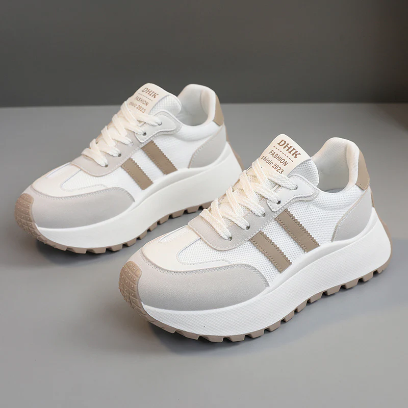 Damen modische Plateau-Sneaker mit atmungsaktiver Oberflächenstruktur und hoher Laufsohle Heidi Mode - Image 8