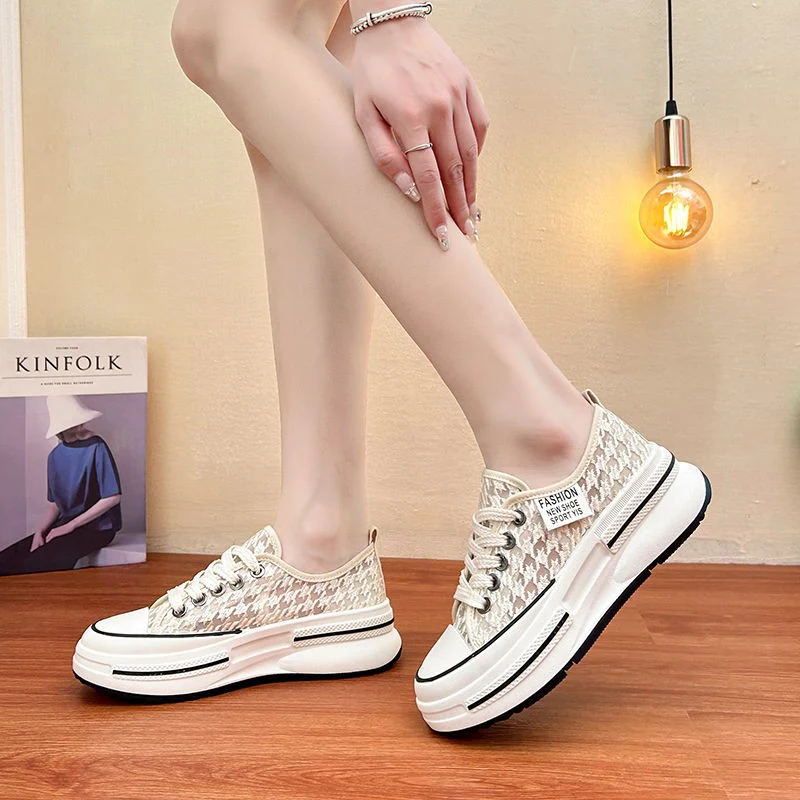 Damen Modische Plateau-Sneaker mit eleganter Textur und atmungsaktiver Oberflächenstruktur Heidi Mode - Image 3