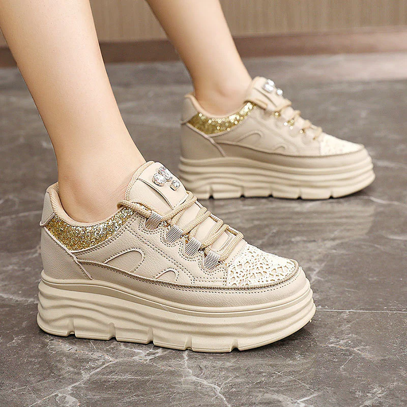 Damen modische Plateau-Sneaker mit Glitzer-Akzenten und bequemer Dämpfung Heidi Mode - Image 3