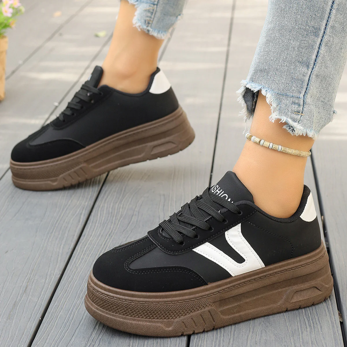 Damen modische Plateau-Sneaker mit rutschfester Sohle und komfortablem Innenfutter Heidi Mode - Image 2