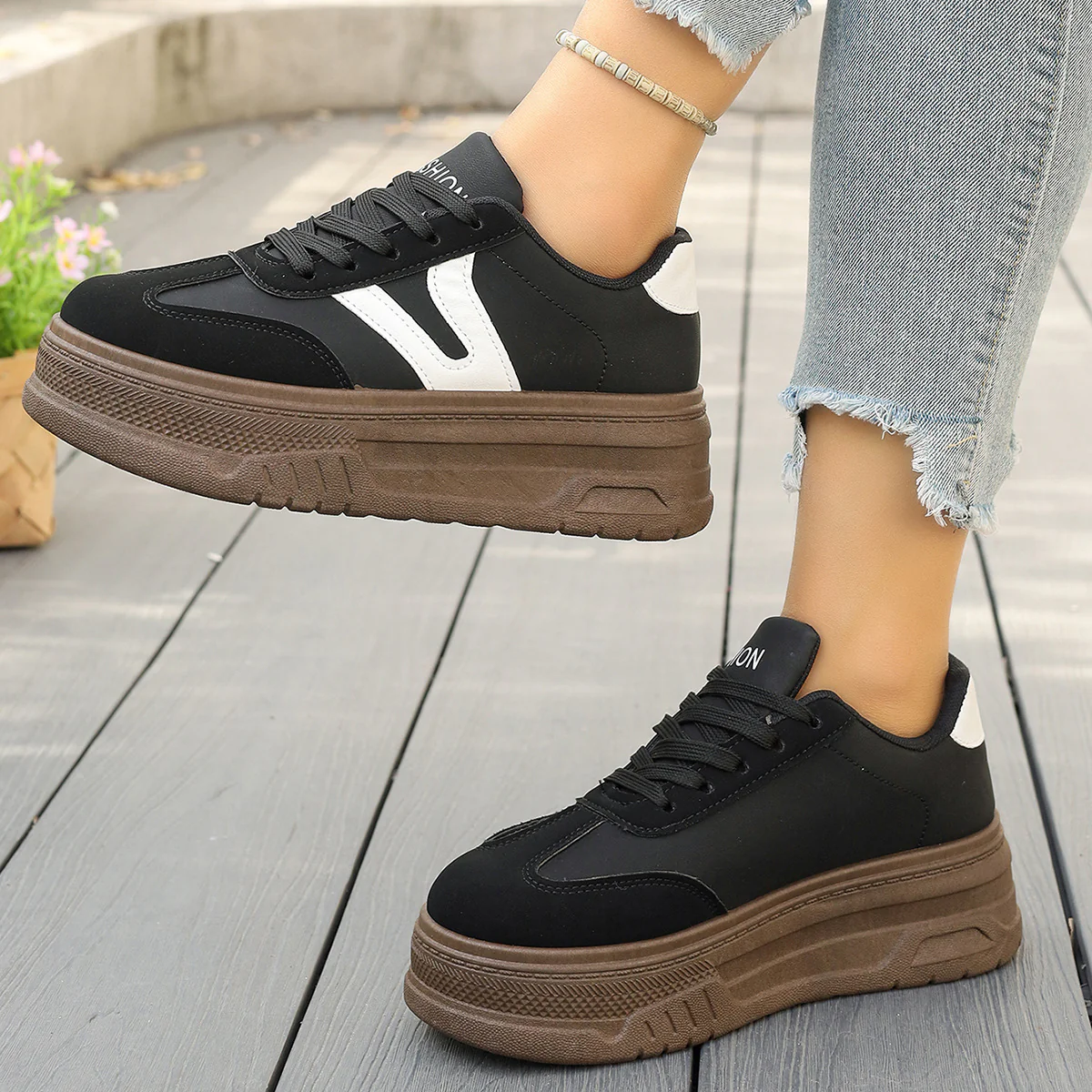 Damen modische Plateau-Sneaker mit rutschfester Sohle und komfortablem Innenfutter Heidi Mode - Image 3