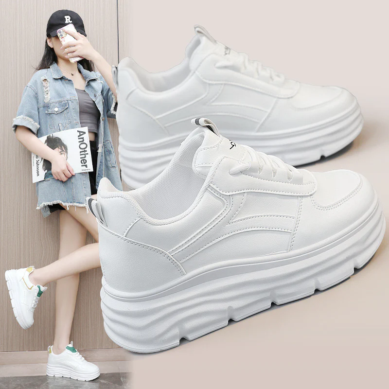 Damen modische Plateau Sneakers mit dämpfender Laufsohle und atmungsaktivem Obermaterial Heidi Mode