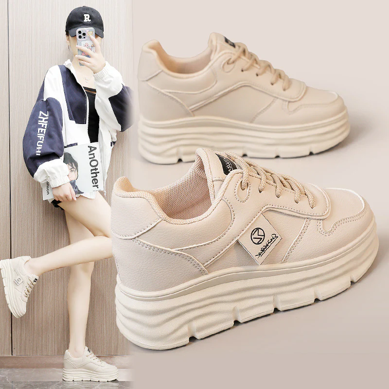 Damen modische Plateau Sneakers mit effektiver Dämpfung und hochwertiger Oberflächenstruktur Heidi Mode