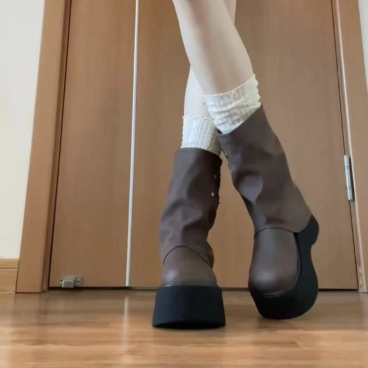 Damen Modische Plateau-Stiefel mit coolem Riemen-Design und innovativer Reißverschlussöffnung Heidi Mode - Image 3