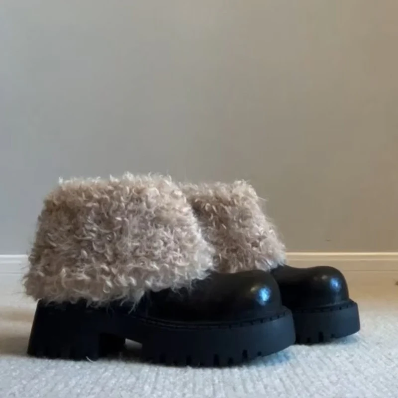 Damen modische Plateau-Stiefel mit flauschigem Schafteil und robuster Sohle Heidi Mode - Image 2