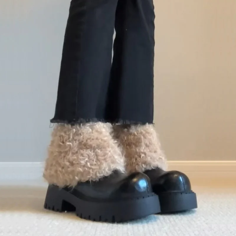 Damen modische Plateau-Stiefel mit flauschigem Schafteil und robuster Sohle Heidi Mode - Image 3