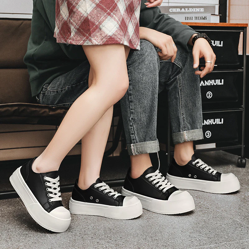 Damen modische Plattform-Sneaker mit lackiertem Obermaterial und klassischem Schnürsystem Heidi Mode - Image 4