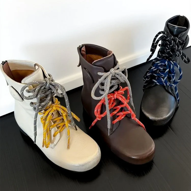 Damen Modische Schnürboots mit innovativen Zierkordeln Heidi Mode
