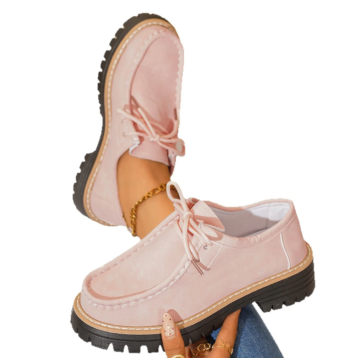Damen modische Schnürschuhe mit robustem Profil und feinem Lederobermaterial Heidi Mode - Image 5