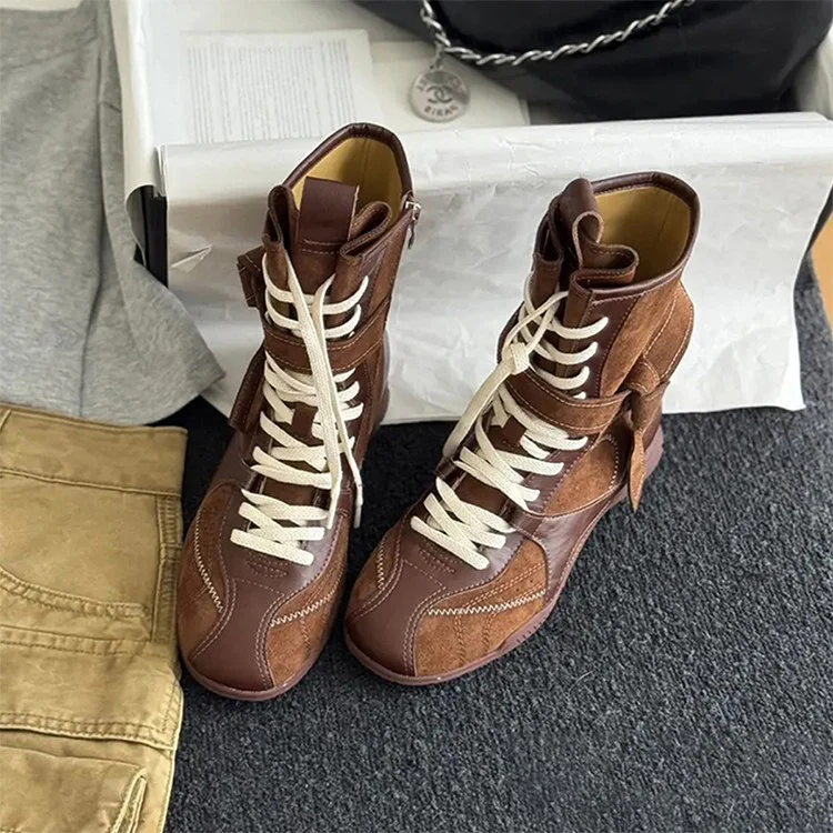 Damen modische Schnürstiefel mit praktischem Reißverschluss und robustem Sohlenprofil Heidi Mode - Image 2