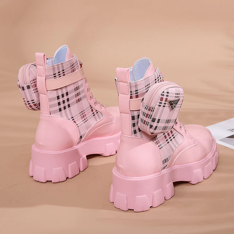 Damen modische Schnürstiefel mit seitlicher Tasche und blockartigem Absatz Heidi Mode - Image 2