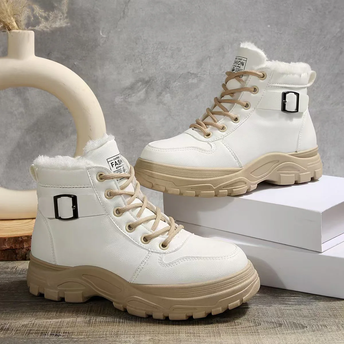 Damen modische Schnürstiefel mit warmem Fleece-Futter und rutschfester Sohle Heidi Mode - Image 7