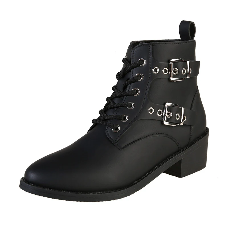 Damen modische Schnürstiefeletten mit praktischen Schnallen und robustem Absatz Heidi Mode - Image 5
