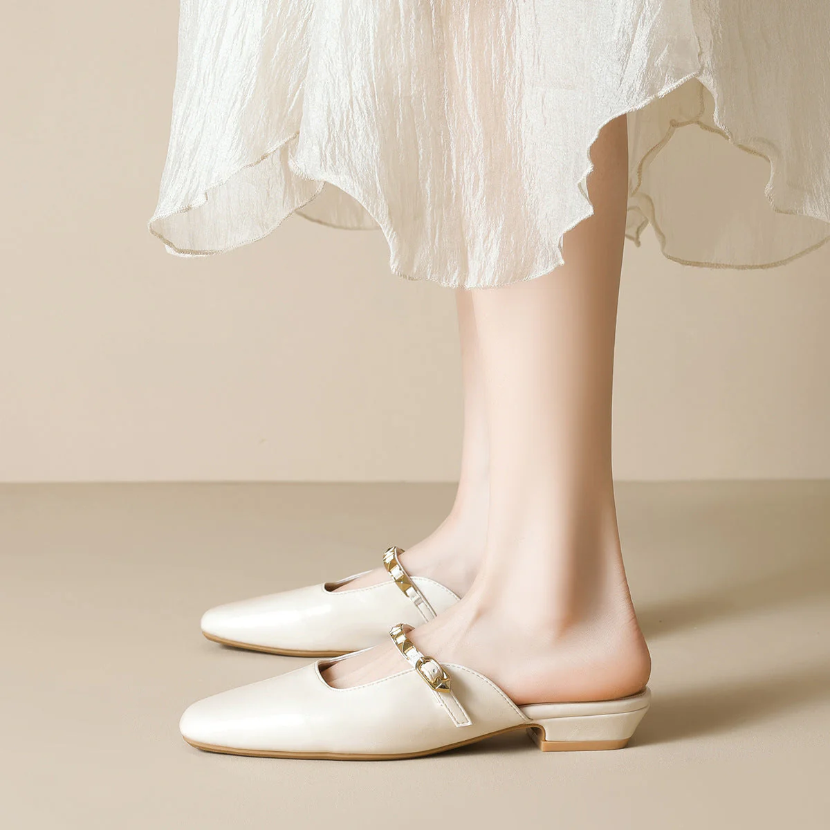 Damen Modische Slingback-Mules mit Eleganter Kettenverzierung und Komfortablem Blockabsatz Heidi-Mode - Image 3