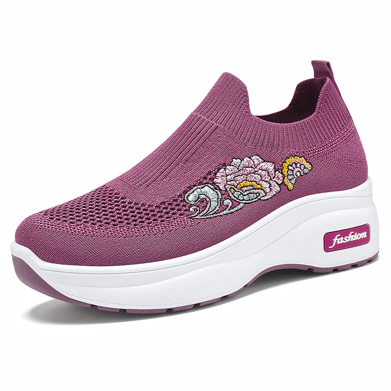 Damen Modische Slip-On Sneakers mit floralem Stickdesign Heidi Mode - Image 2