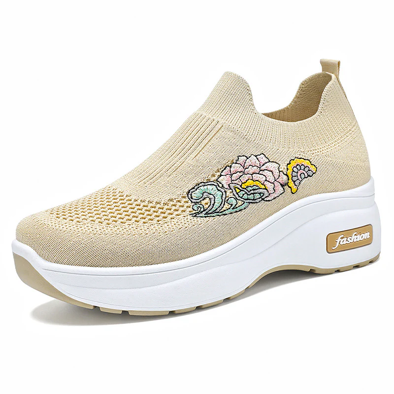 Damen Modische Slip-On Sneakers mit floralem Stickdesign Heidi Mode - Image 4