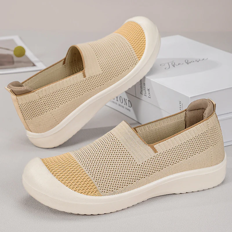 Damen Modische Slip-On Sneakers mit rutschfester und atmungsaktiver Strickoberfläche Heidi Mode