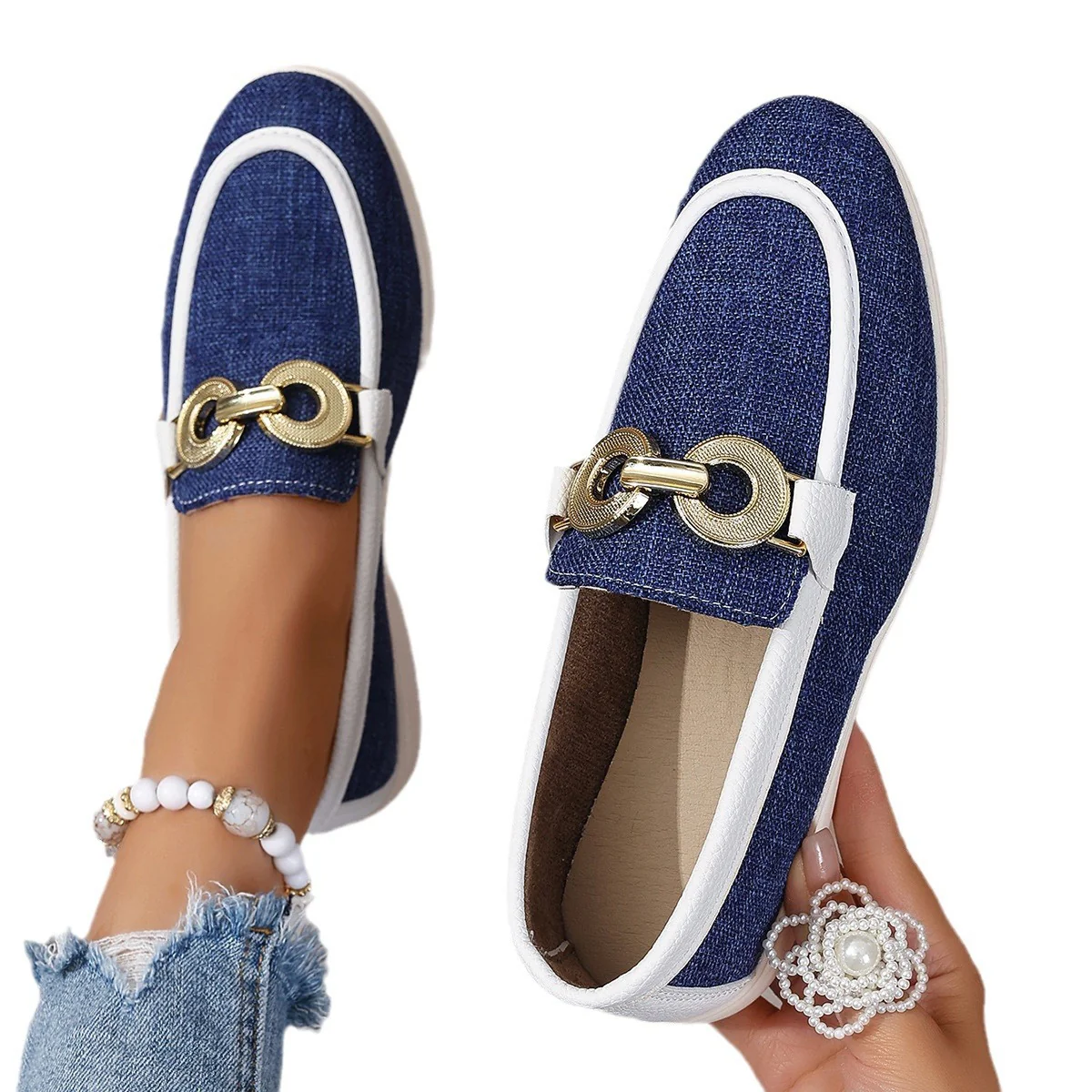 Damen modische Slipper mit elegantem Goldverzierungsdetail Heidi Mode - Image 5