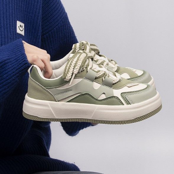 Damen modische Sneaker mit dicker Sohle und dekorativen Schnüren Heidi Mode