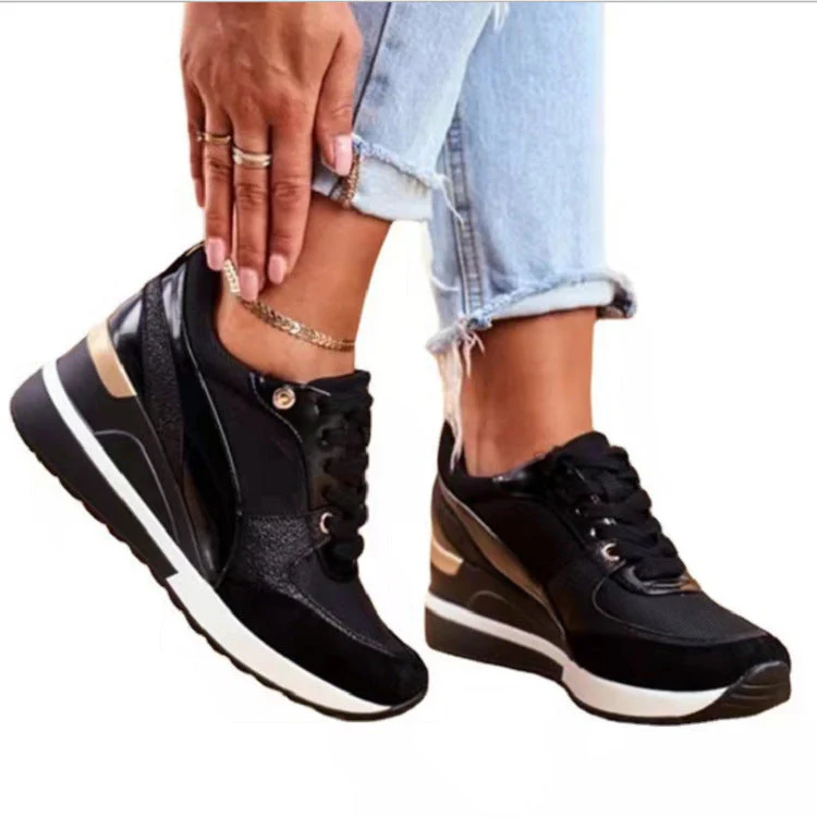 Damen Modische Sneaker mit Edlem Metallic-Detail und Sportlicher Sohle Heidi-Mode - Image 3