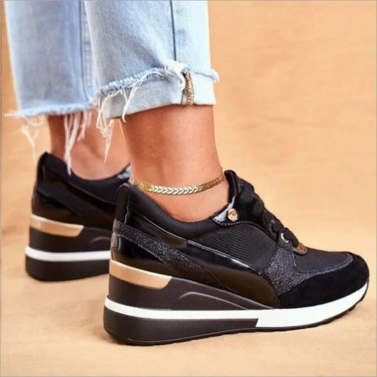 Damen Modische Sneaker mit Edlem Metallic-Detail und Sportlicher Sohle Heidi-Mode - Image 4