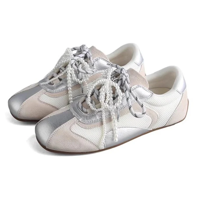 Damen modische Sneaker mit eleganten Perlenakzenten und atmungsaktivem Obermaterial Heidi Mode - Image 5