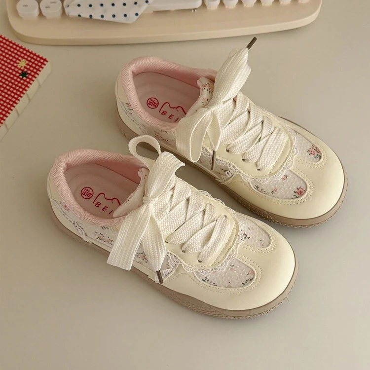 Damen Modische Sneaker mit floralen Akzenten und luxuriösem Spitzen-Design Heidi Mode
