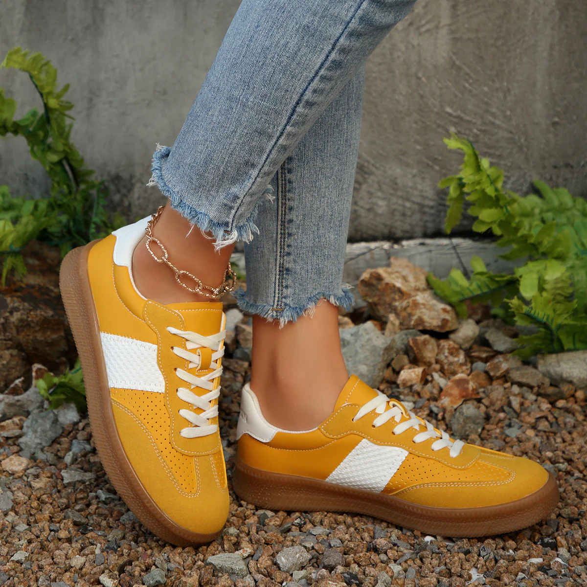 Damen modische Sneakers mit atmungsaktiver Oberflächenstruktur und rutschfester Sohle Heidi Mode