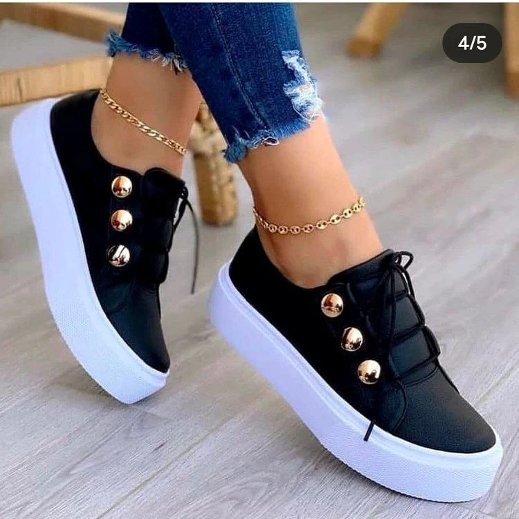 Damen modische Sneakers mit elegantem goldenen Schnürsystem Heidi Mode - Image 2