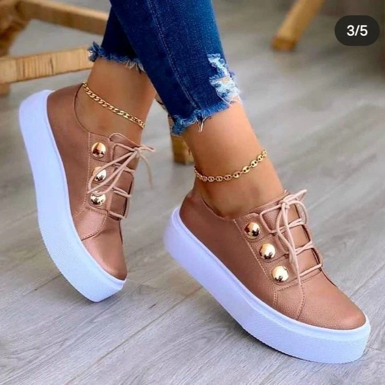 Damen modische Sneakers mit elegantem goldenen Schnürsystem Heidi Mode - Image 4