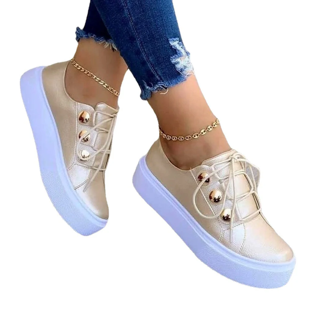 Damen modische Sneakers mit elegantem goldenen Schnürsystem Heidi Mode - Image 5