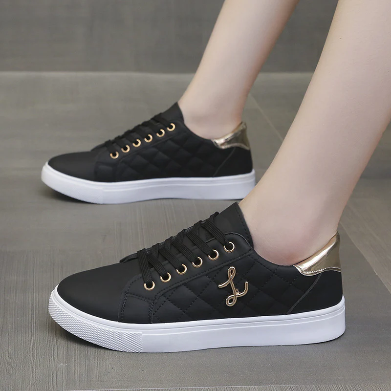 Damen Modische Sneakers mit gestepptem Obermaterial und goldenen Akzenten Heidi Mode - Image 3