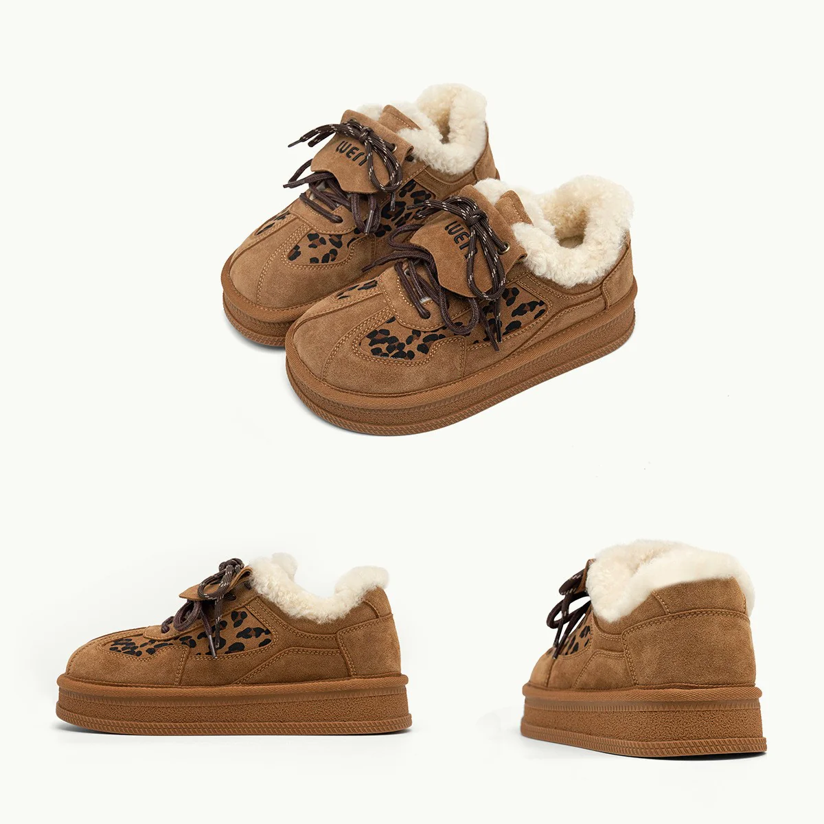 Damen modische Sneakers mit kuscheligem Innenfutter und tierischem Muster Heidi Mode - Image 3