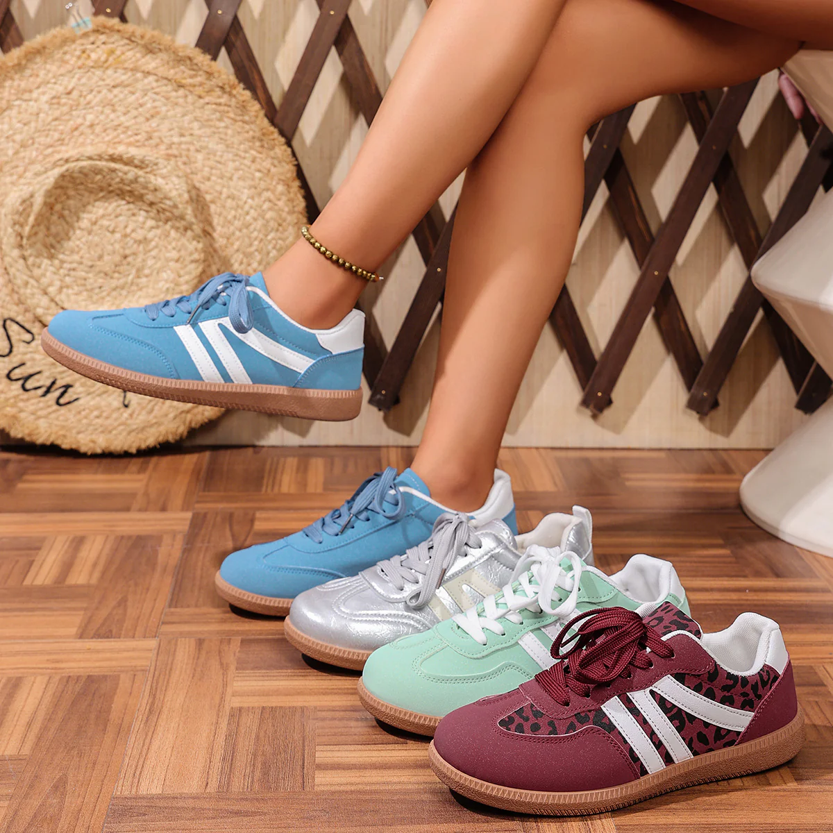 Damen Modische Sneakers mit schimmerndem Obermaterial und rutschfester Sohle Heidi Mode - Image 3
