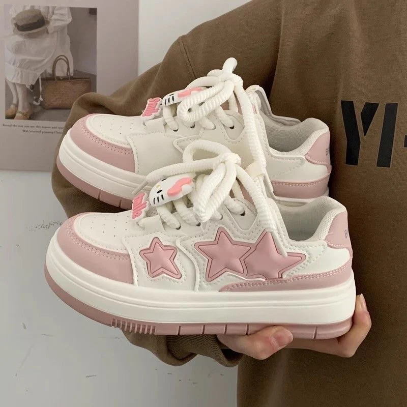 Damen Modische Sneakers mit Sternen-Applikationen und gepolsterter Sohle Heidi Mode