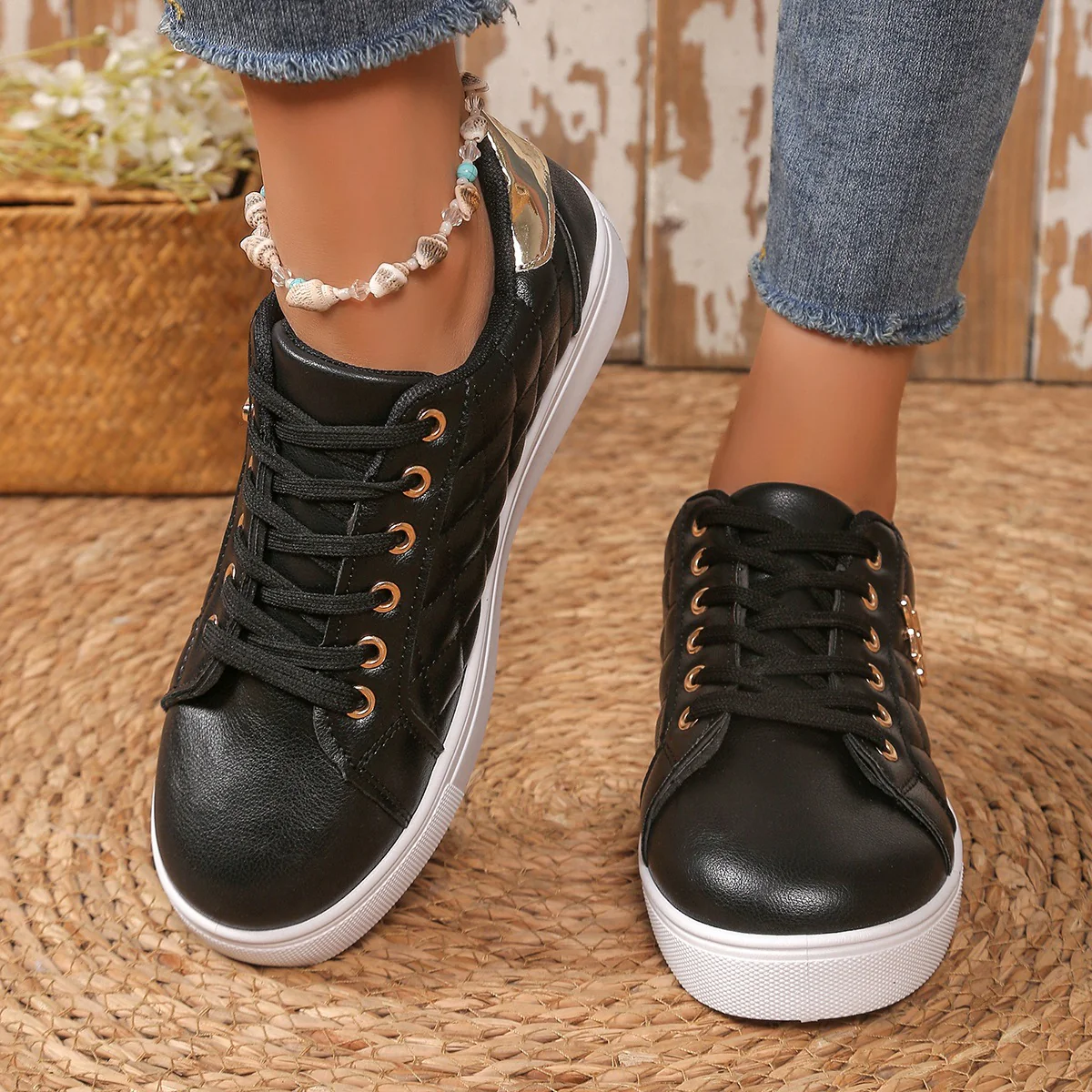 Damen Modische Sneakers mit trendiger Stepp-Optik und mittelhohem Kragen Heidi Mode - Image 3