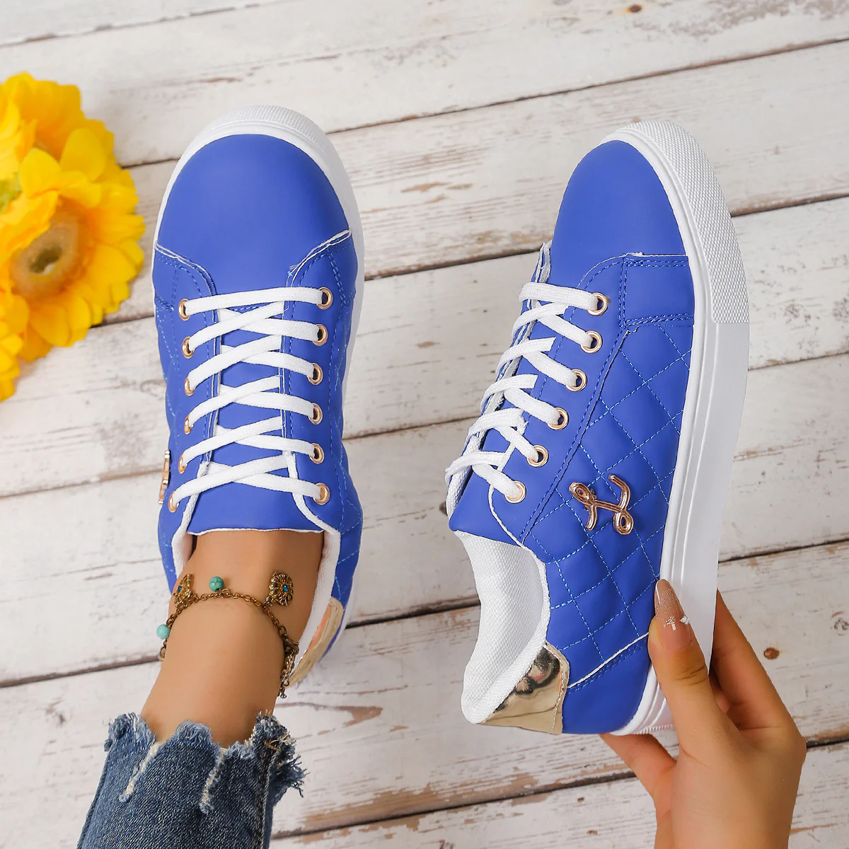 Damen Modische Sneakers mit trendiger Stepp-Optik und mittelhohem Kragen Heidi Mode - Image 6