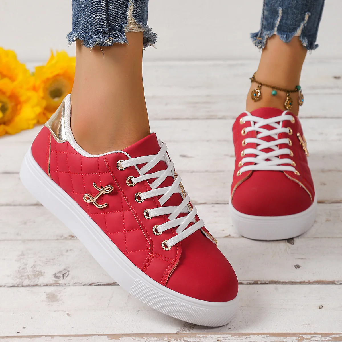 Damen Modische Sneakers mit trendiger Stepp-Optik und mittelhohem Kragen Heidi Mode - Image 7