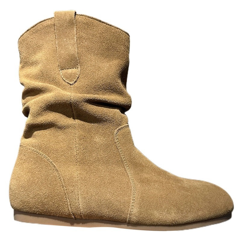 Damen modische Stiefel aus weichem Wildleder mit flexiblem Falten-Design Heidi Mode - Image 5