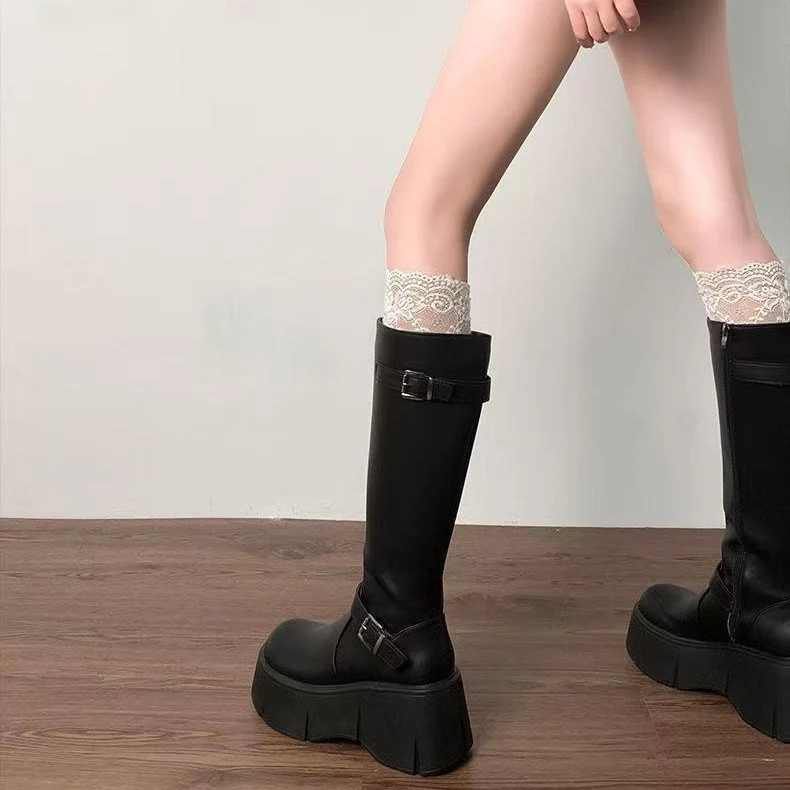 Damen Modische Stiefel mit auffälligem Schnallen-Design Heidi Mode