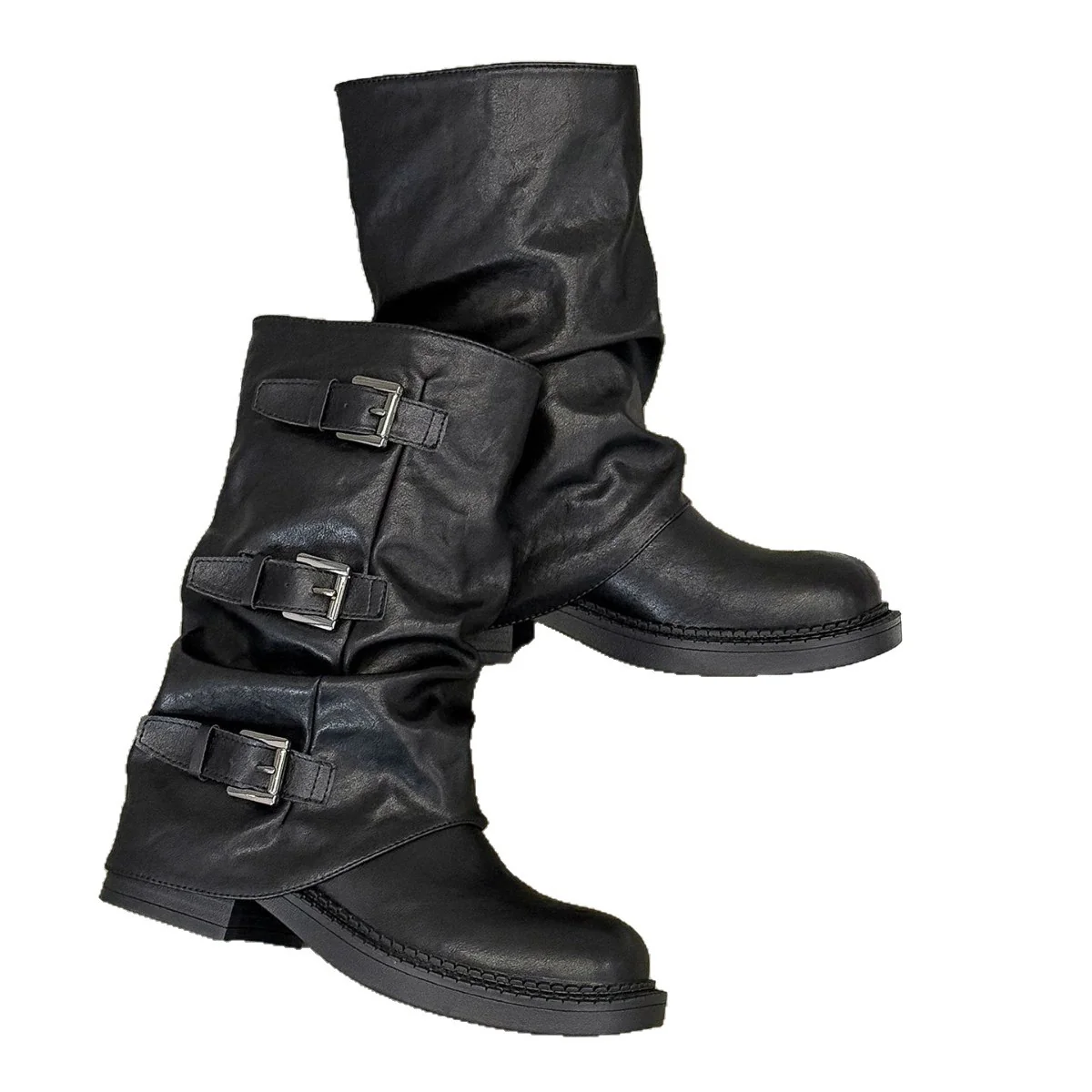 Damen modische Stiefel mit dekorativen Schnallen und robustem Profil Heidi Mode - Image 5