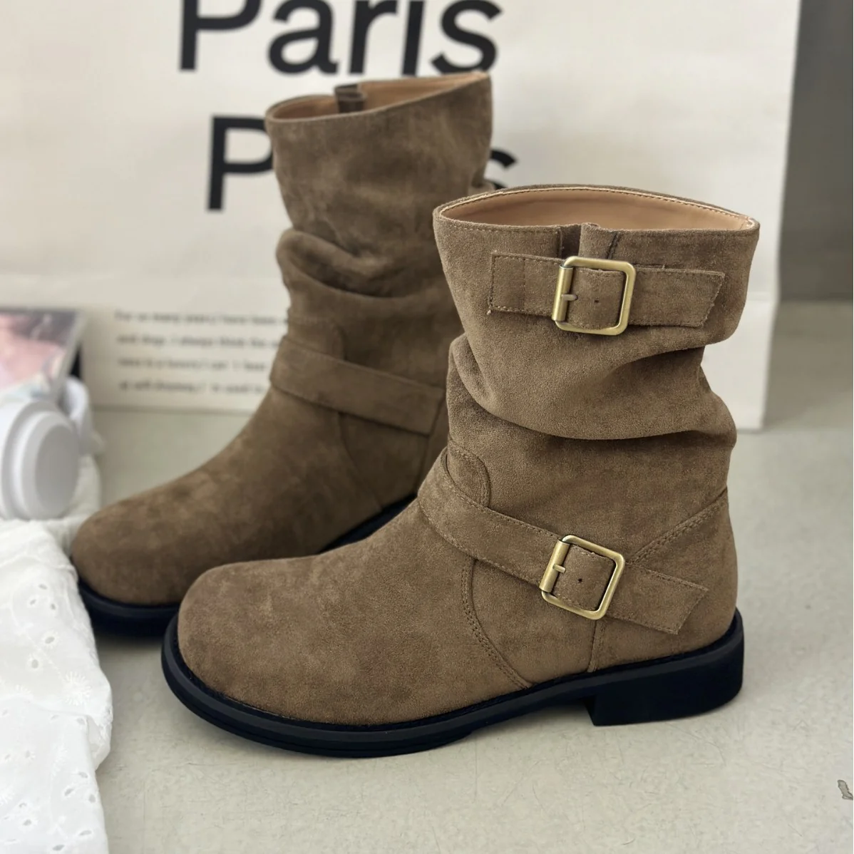 Damen modische Stiefel mit elegantem Riemen und rohem Look Heidi Mode - Image 3