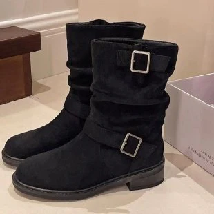 Damen modische Stiefel mit elegantem Riemen und rohem Look Heidi Mode - Image 6