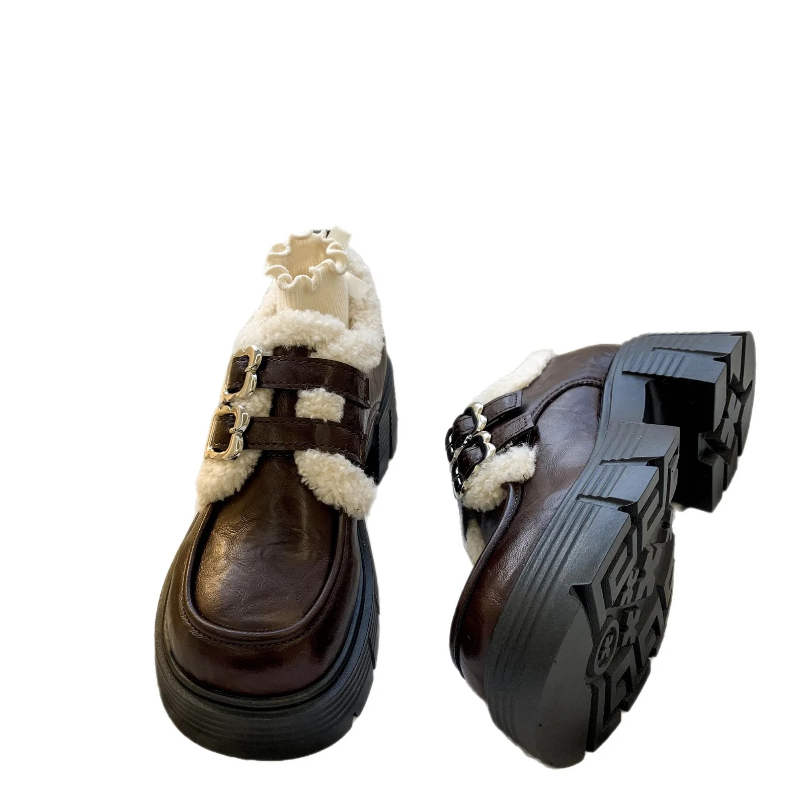 Damen modische Stiefel mit flauschigem Innenfutter und robustem Blockabsatz Heidi Mode - Image 5