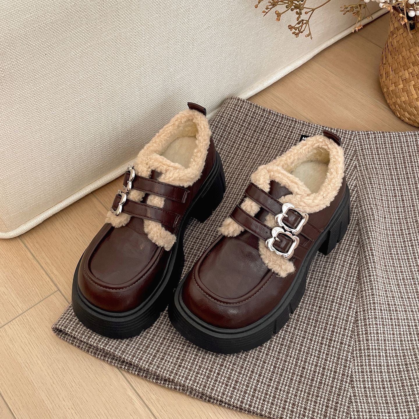 Damen modische Stiefel mit flauschigem Innenfutter und robustem Blockabsatz Heidi Mode - Image 7