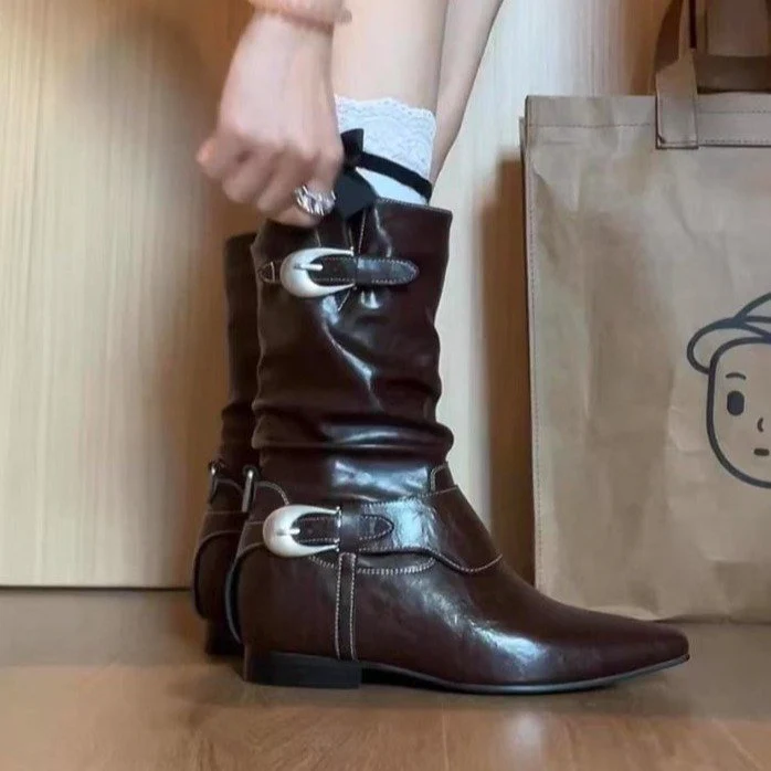 Damen modische Stiefel mit gerafftem Schaft und dekorativen Elementen Heidi Mode - Image 6