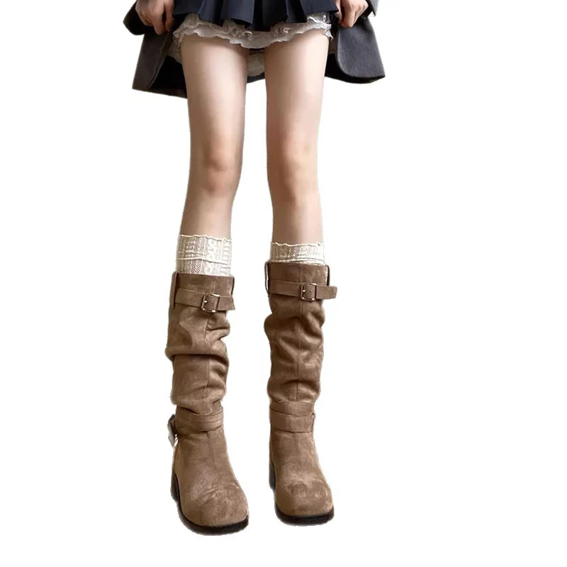 Damen modische Stiefel mit gerafftem Schaft und elegantem Schnallen-Detail Heidi Mode - Image 5