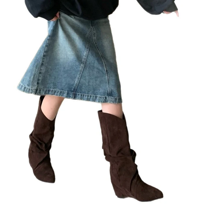 Damen modische Stiefel mit gerafftem Schaft und spitzem Absatz Heidi Mode - Image 5