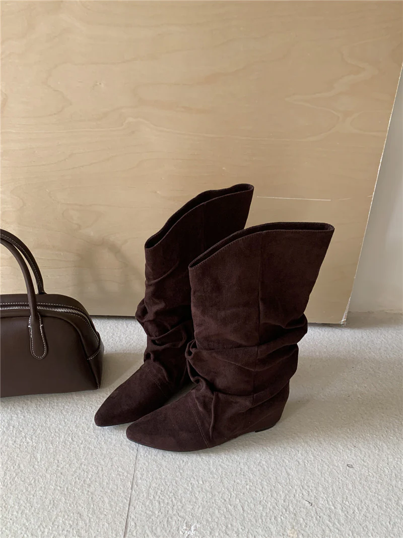 Damen modische Stiefel mit gerafftem Schaft und spitzem Absatz Heidi Mode - Image 6